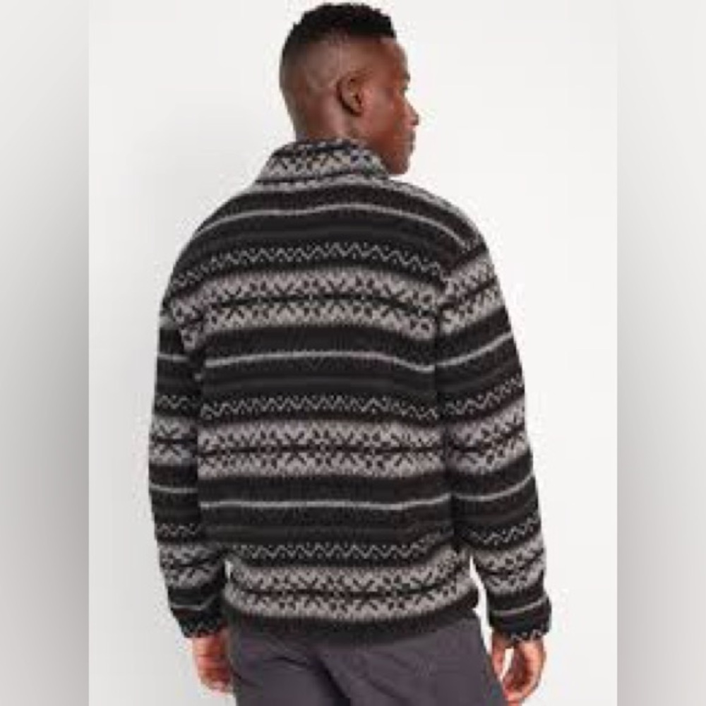 Old Navy Men’s Sherpa Quarter Zip Sweatshirt in Black Jack, Size Large - Picture 2 of 8